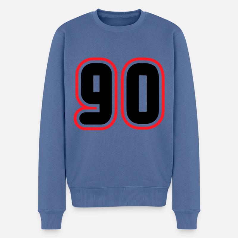 90 Zahl nummer - Männer Premium Bio Pullover - Taubenblau
