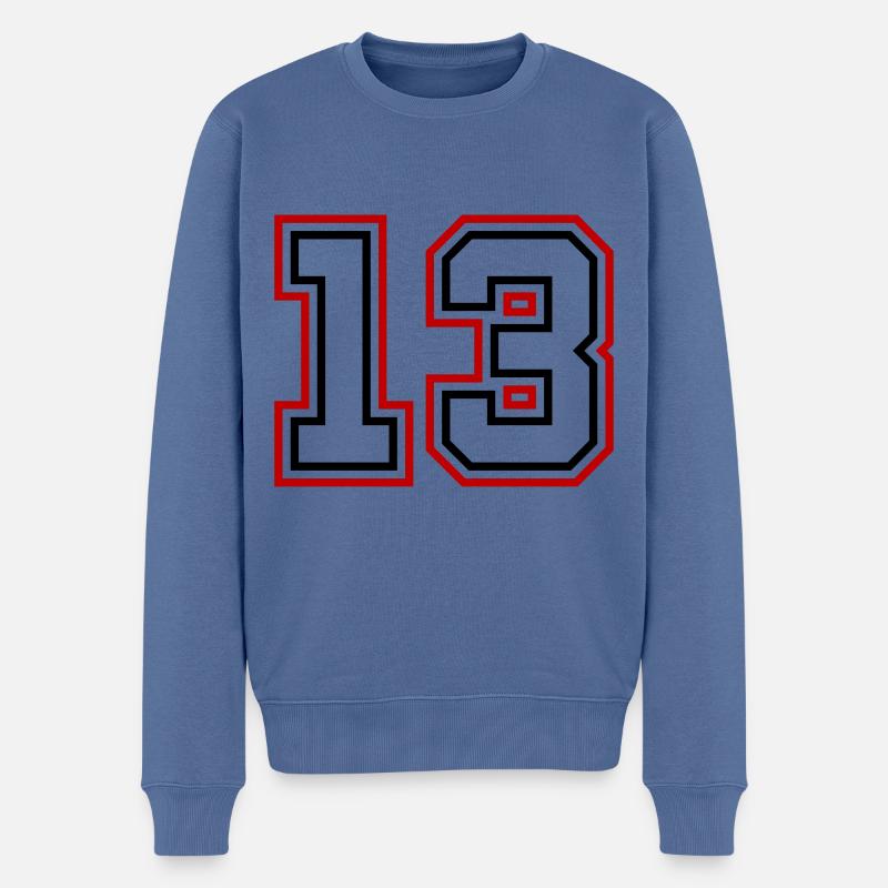 13 Numéro de numéro - Pull Premium bio Homme - bleu pigeon