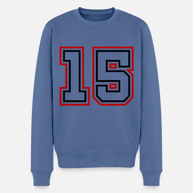 15 Numéro de numéro - Pull Premium bio Homme - bleu pigeon