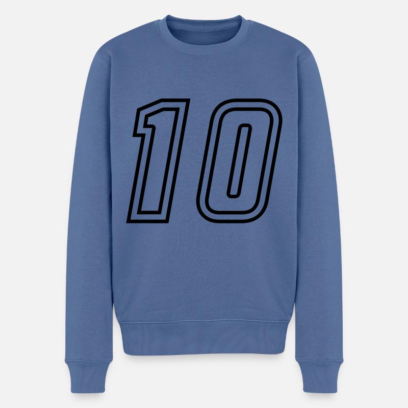 10 Zahl nummer - Männer Premium Bio Pullover - Taubenblau
