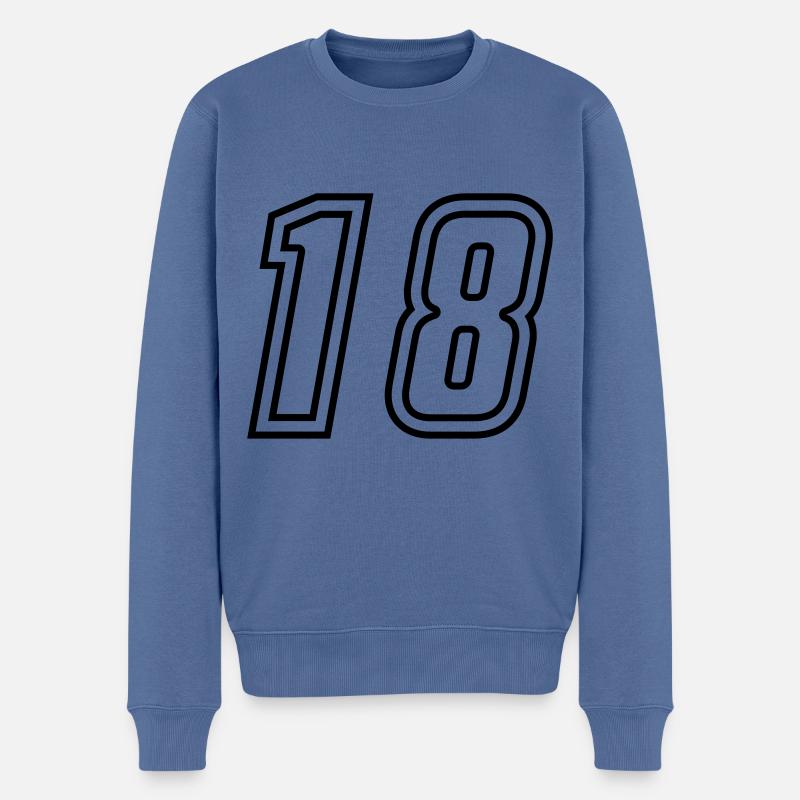 18 Numéro de numéro - Pull Premium bio Homme - bleu pigeon
