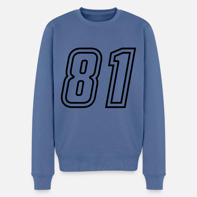 81 Zahl nummer - Männer Premium Bio Pullover - Taubenblau