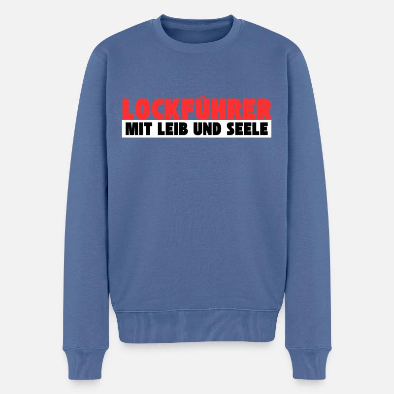 Lockführer mit Leib und Seele - Männer Premium Bio Pullover - Taubenblau