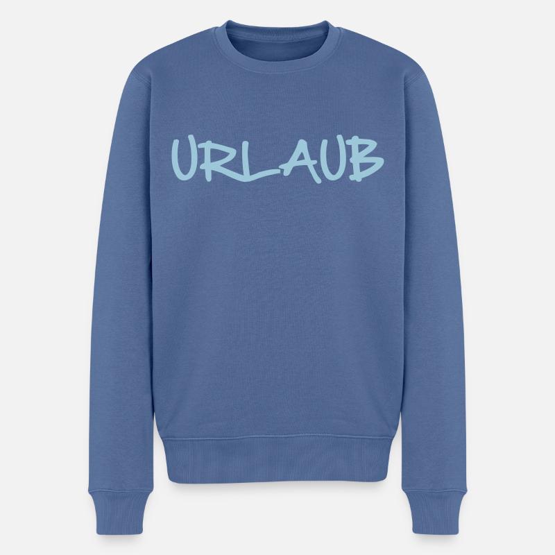 URLAUB - Männer Premium Bio Pullover - Taubenblau