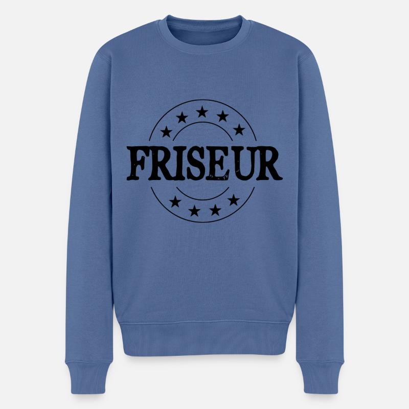 Friseur Beruf - Männer Premium Bio Pullover - Taubenblau