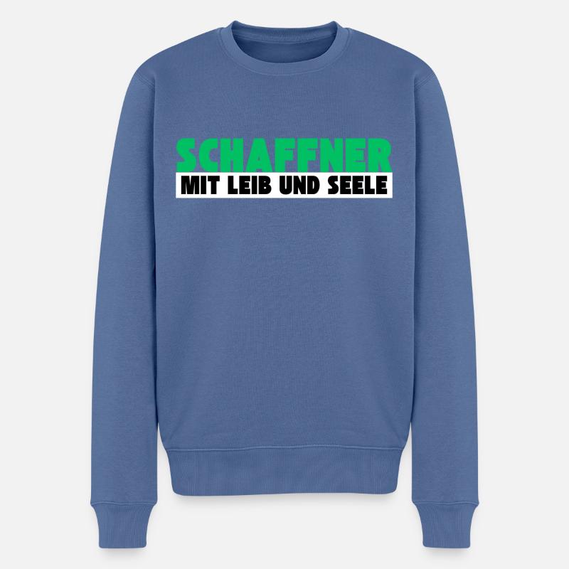 Schaffner mit Leib und Seele - Männer Premium Bio Pullover - Taubenblau
