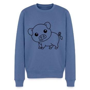 Cochon Comic Animal - Pull Premium bio Homme - bleu pigeon - Devant - Nico (187cm)