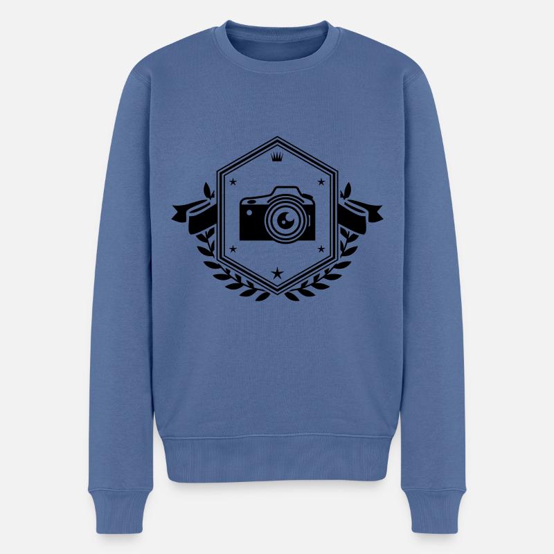 Kamera wappen - Männer Premium Bio Pullover - Taubenblau