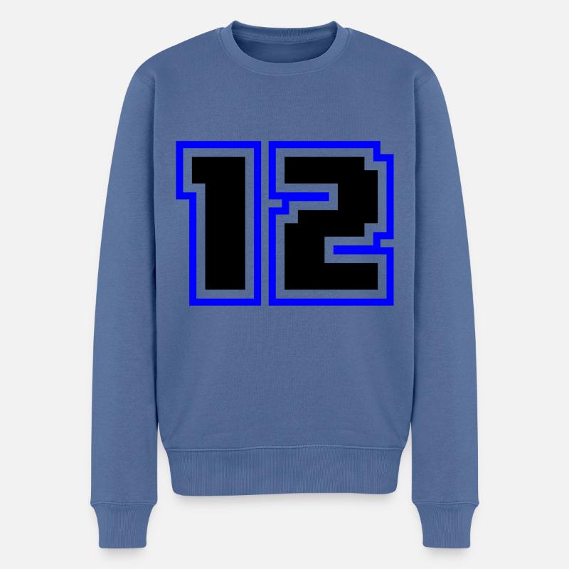 12 symbole de nombre - Pull Premium bio Homme - bleu pigeon