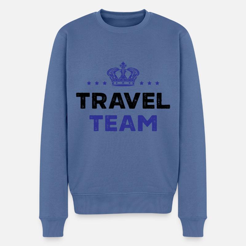 Travel Team - Männer Premium Bio Pullover - Taubenblau