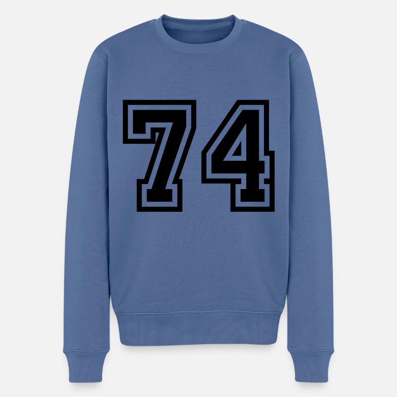 74 Zahl Symbol - Männer Premium Bio Pullover - Taubenblau