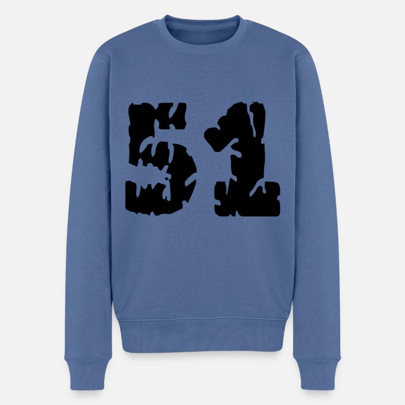 51 Zahl Trikot - Männer Premium Bio Pullover - Taubenblau