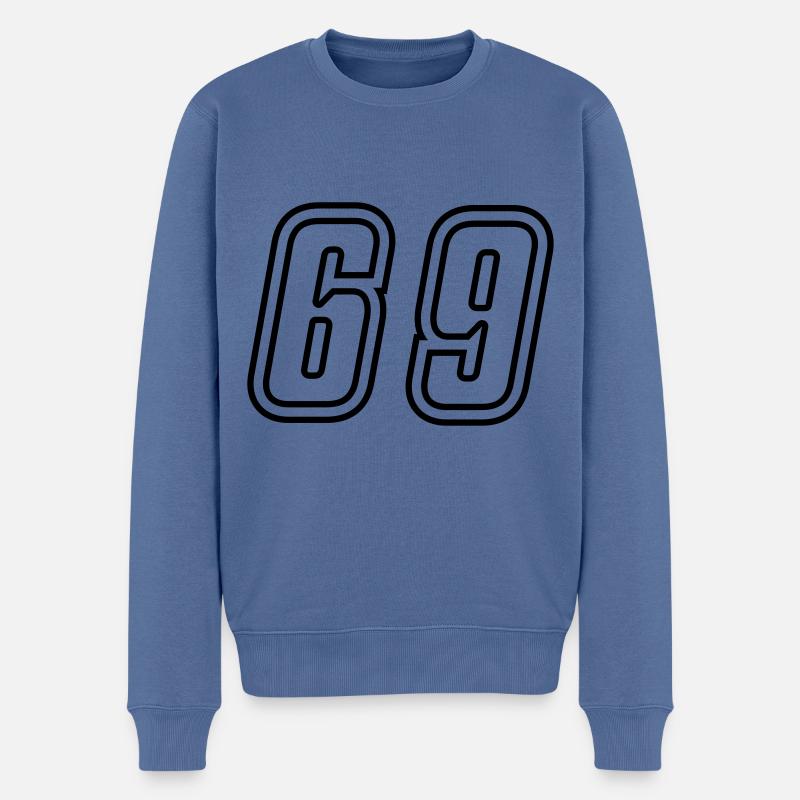 69 Numéro de numéro - Pull Premium bio Homme - bleu pigeon