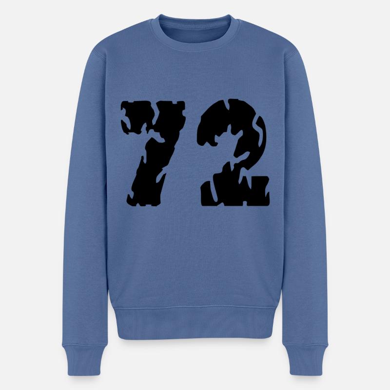 72 Zahl Trikot - Männer Premium Bio Pullover - Taubenblau