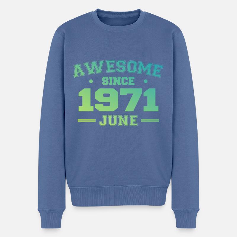 Juni 1971 Geburtstagsjahr 1971 Juni Geschenk 1971 - Männer Premium Bio Pullover - Taubenblau