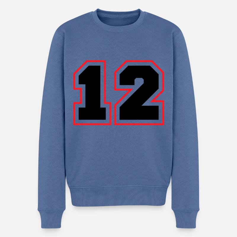 12 Zahl symbol - Männer Premium Bio Pullover - Taubenblau