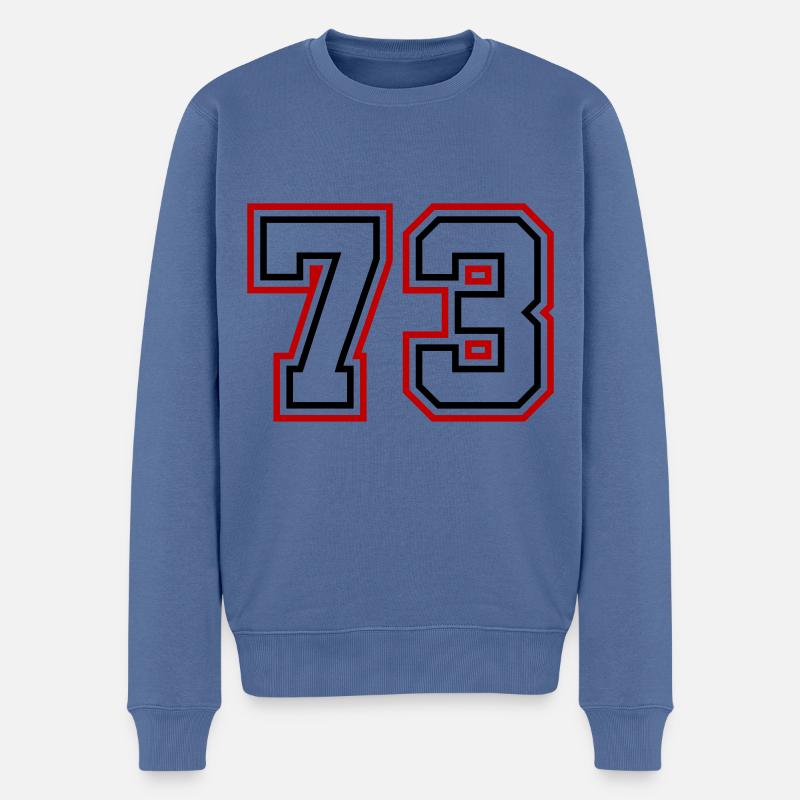 73 Numéro de numéro - Pull Premium bio Homme - bleu pigeon