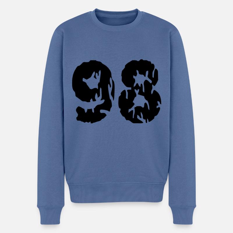98 Zahl Trikot - Männer Premium Bio Pullover - Taubenblau