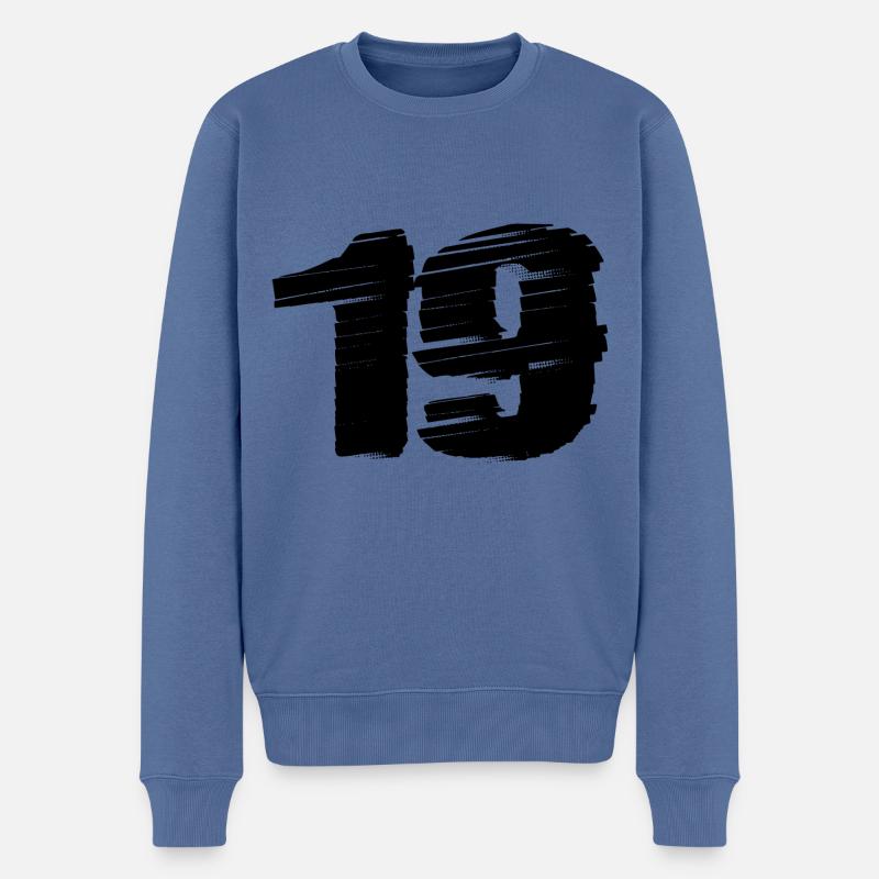 19 Zahl Trikot - Männer Premium Bio Pullover - Taubenblau