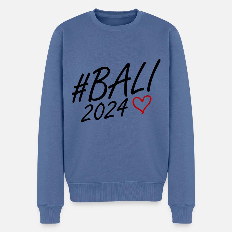 Bali 2024 Heart Trip - Pull Premium bio Homme - bleu pigeon