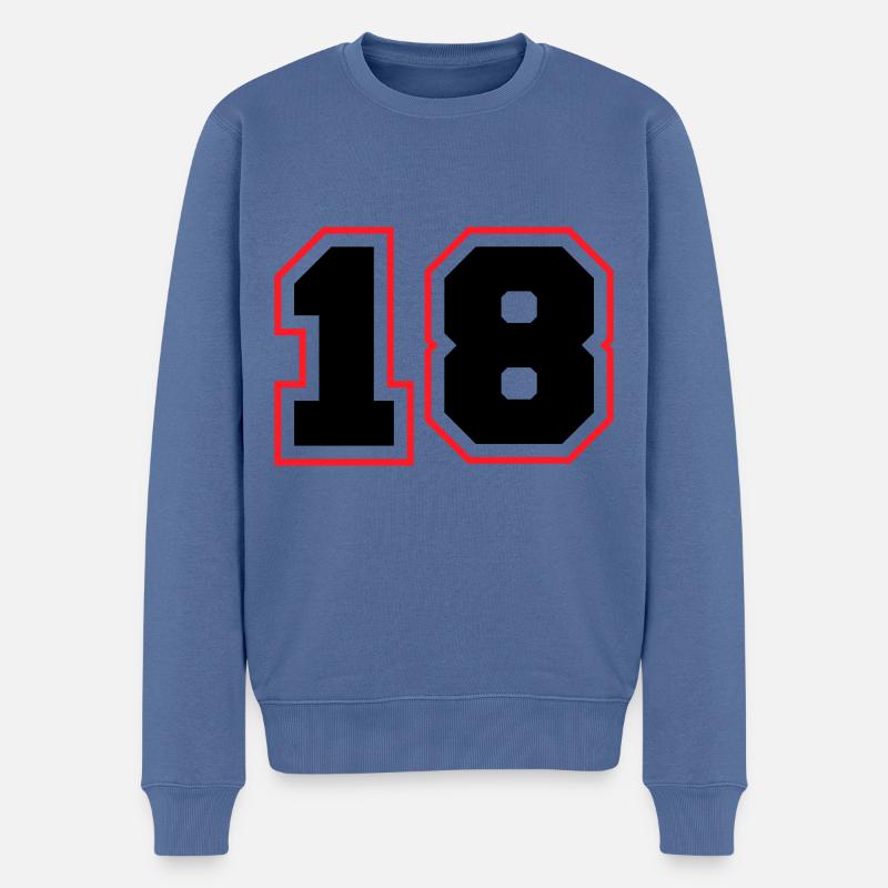18 Zahl symbol - Männer Premium Bio Pullover - Taubenblau