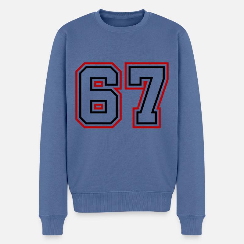 67 Zahl nummer - Männer Premium Bio Pullover - Taubenblau
