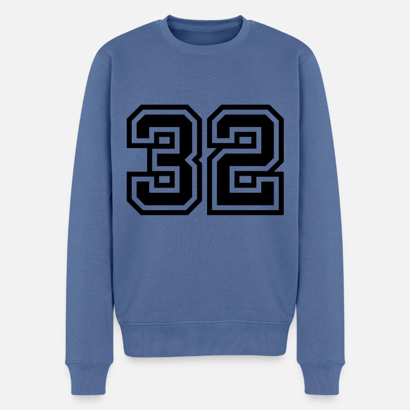 32 Zahl symbol - Männer Premium Bio Pullover - Taubenblau