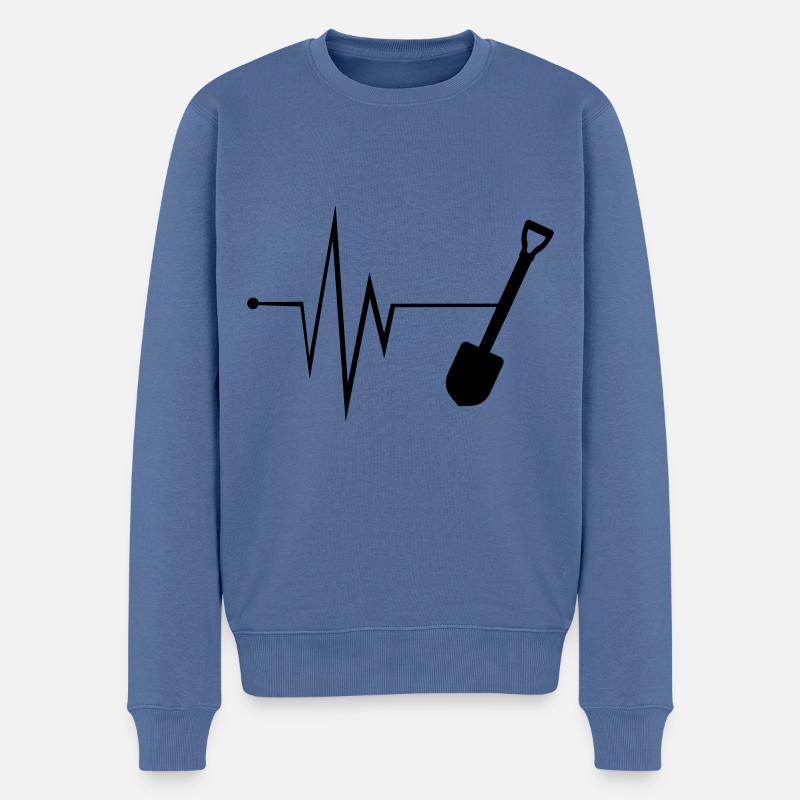 Schaufel Puls Silhouette - Männer Premium Bio Pullover - Taubenblau