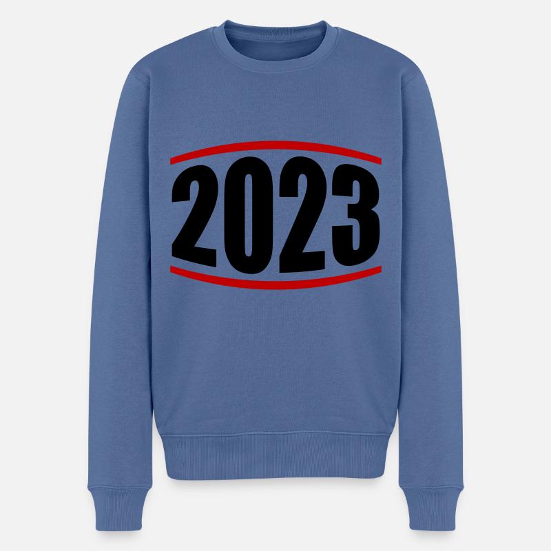 2023 Jahr - Männer Premium Bio Pullover - Taubenblau