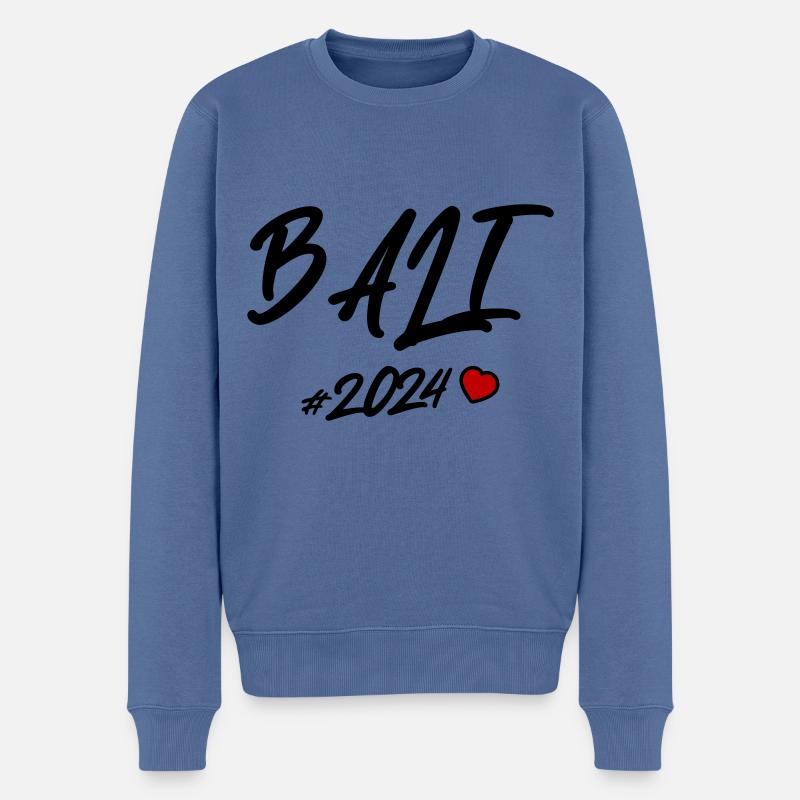 Bali 2024 Herz - Männer Premium Bio Pullover - Taubenblau