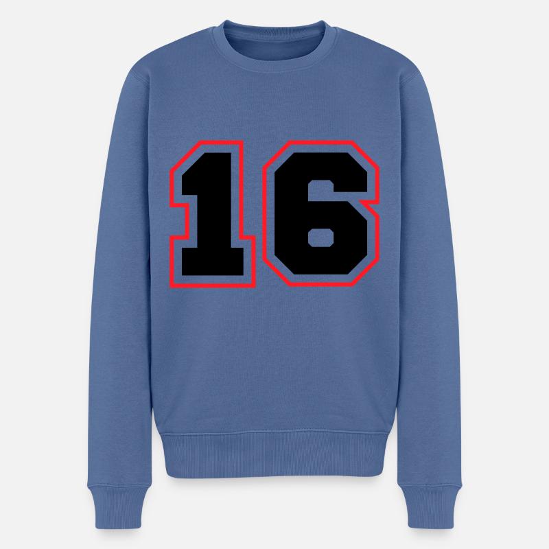16 Zahl symbol - Männer Premium Bio Pullover - Taubenblau
