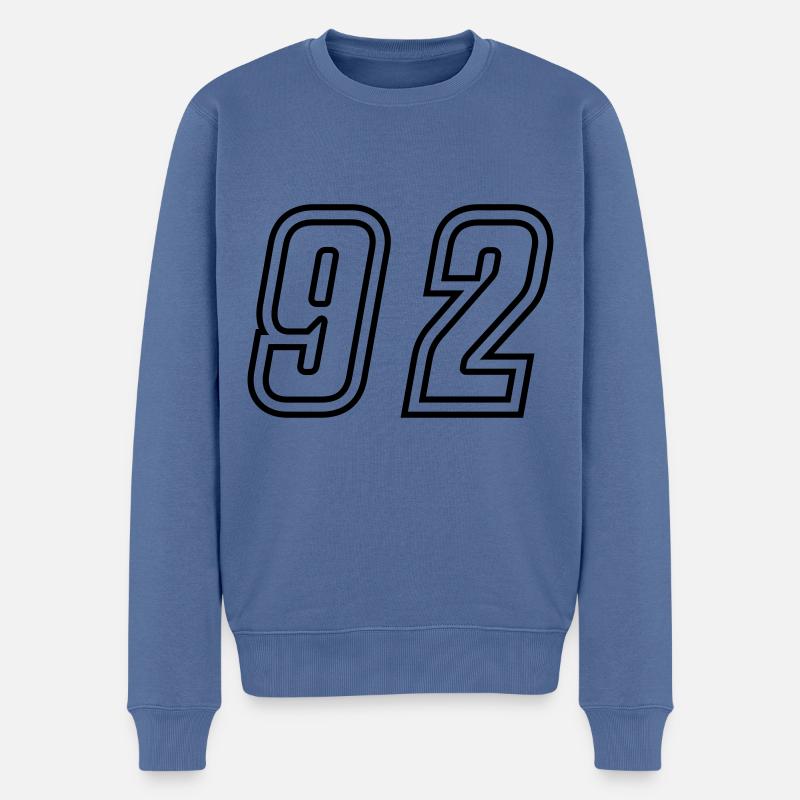 92 Zahl nummer - Männer Premium Bio Pullover - Taubenblau
