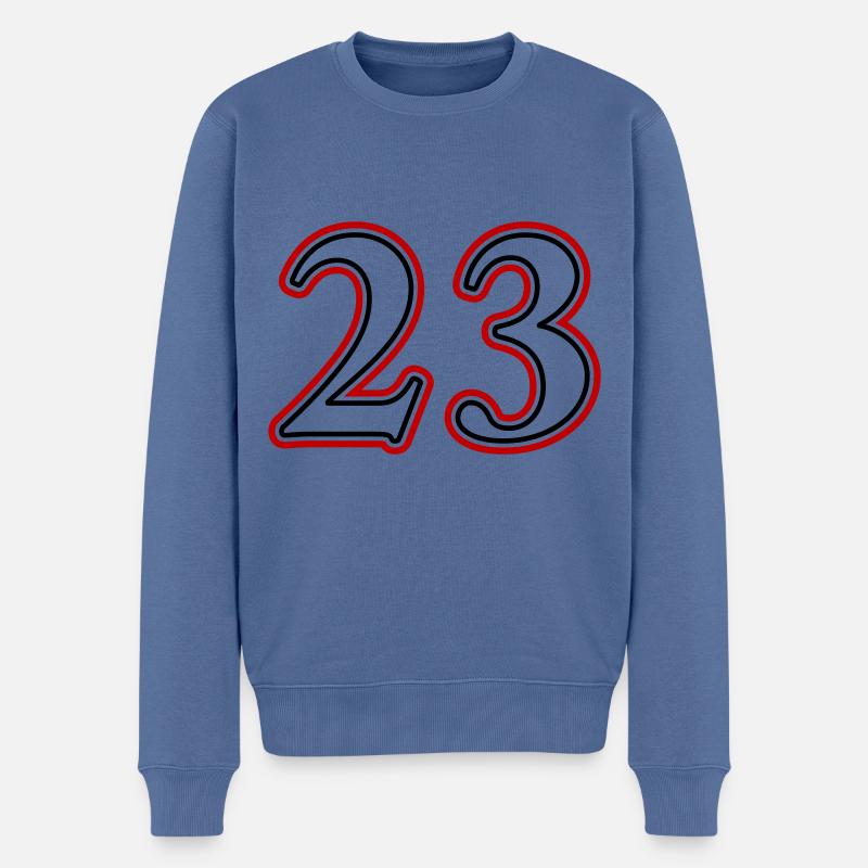 23 Numéro de numéro - Pull Premium bio Homme - bleu pigeon