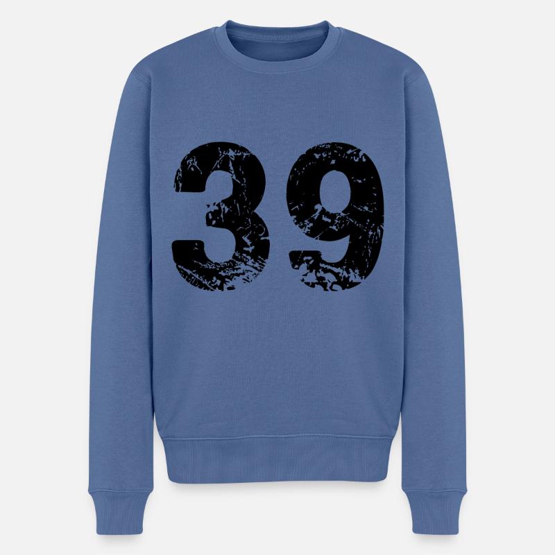 39 Zahl Trikot - Männer Premium Bio Pullover - Taubenblau