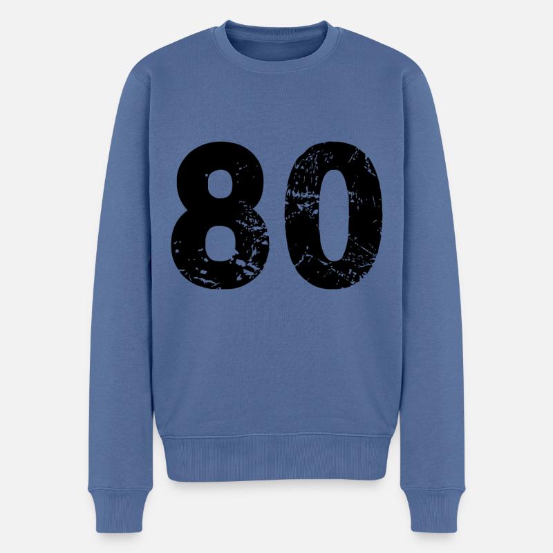 80 Zahl Trikot - Männer Premium Bio Pullover - Taubenblau