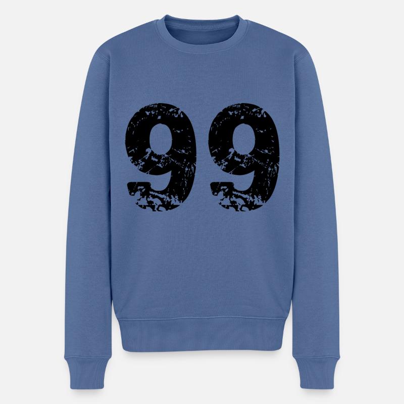 99 Zahl Trikot - Männer Premium Bio Pullover - Taubenblau