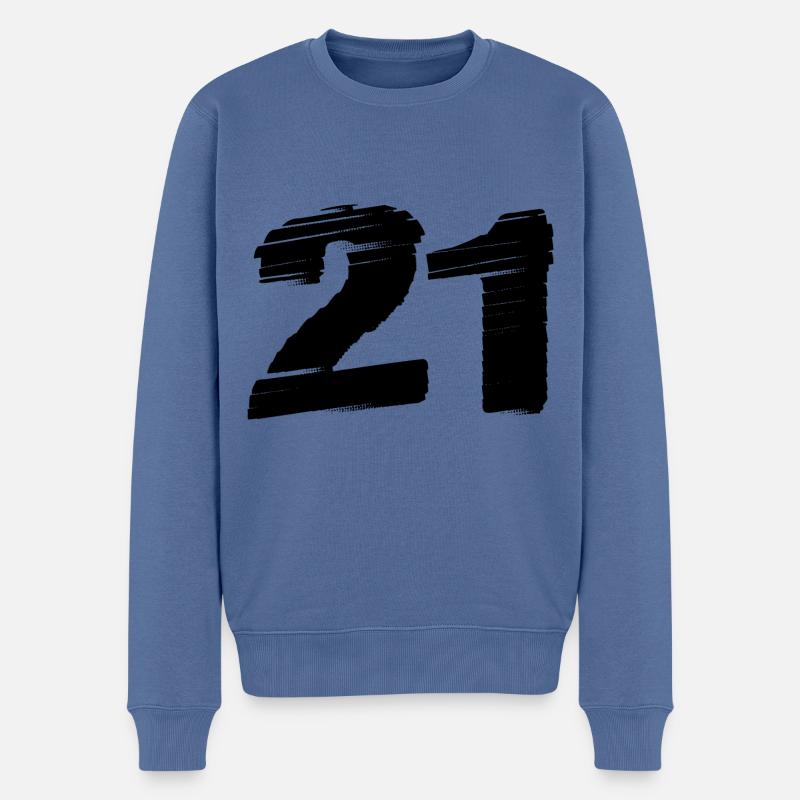 21 Zahl Trikot - Männer Premium Bio Pullover - Taubenblau