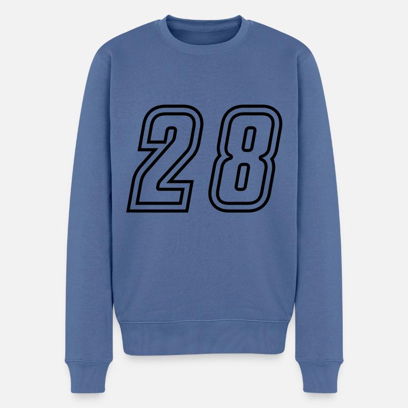 28 Zahl nummer - Männer Premium Bio Pullover - Taubenblau