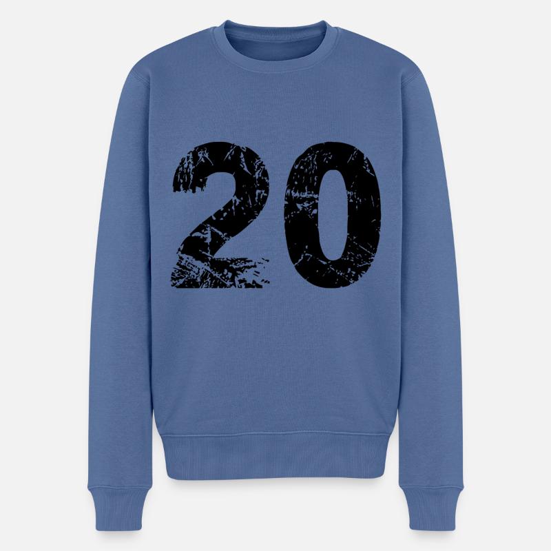 20 Zahl Trikot - Männer Premium Bio Pullover - Taubenblau