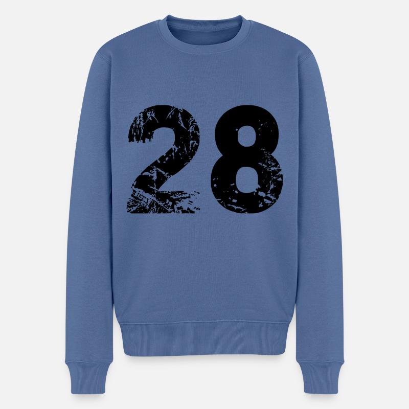 28 Zahl Trikot - Männer Premium Bio Pullover - Taubenblau