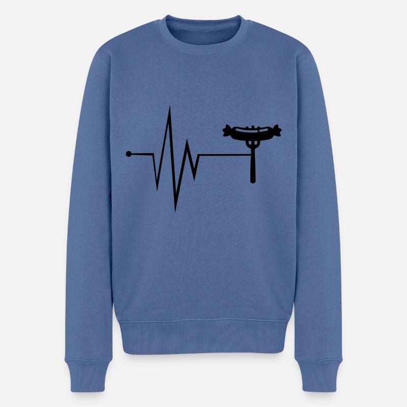 Bratwurst Fleisch Puls - Männer Premium Bio Pullover - Taubenblau