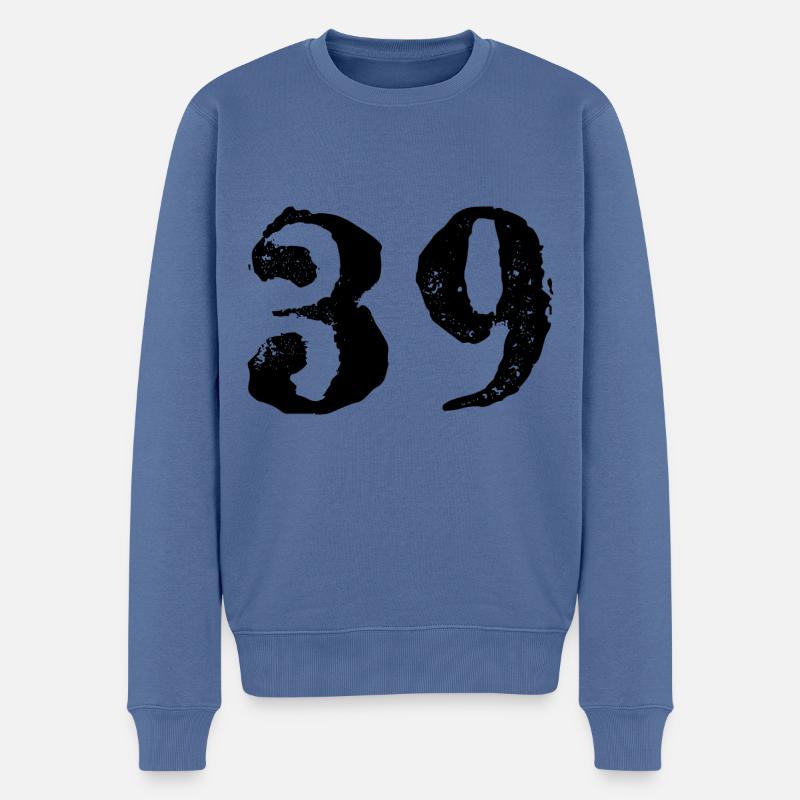 39 Zahl Trikot - Männer Premium Bio Pullover - Taubenblau