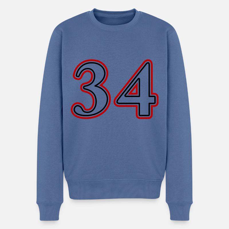 34 Numéro de numéro - Pull Premium bio Homme - bleu pigeon