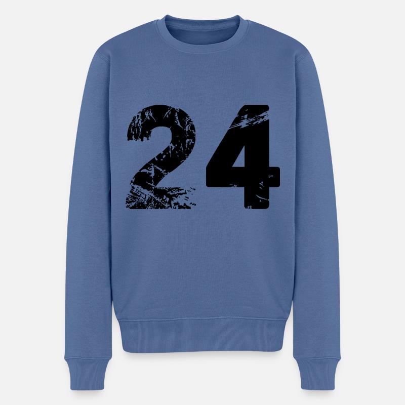 24 Zahl Trikot - Männer Premium Bio Pullover - Taubenblau
