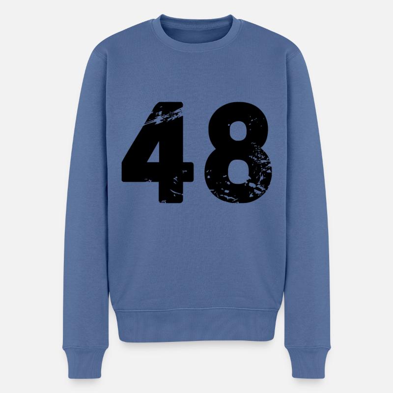 48 Zahl Trikot - Männer Premium Bio Pullover - Taubenblau