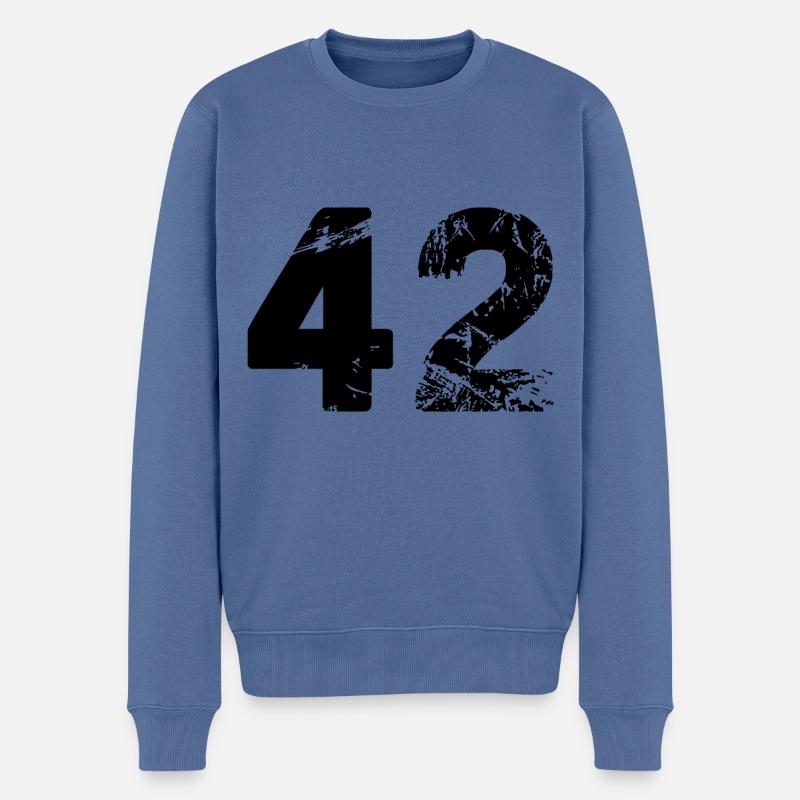 42 Zahl Trikot - Männer Premium Bio Pullover - Taubenblau