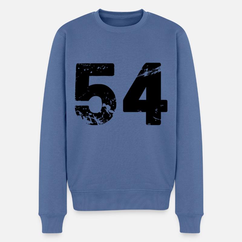 54 Zahl Trikot - Männer Premium Bio Pullover - Taubenblau
