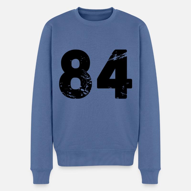 84 Zahl Trikot - Männer Premium Bio Pullover - Taubenblau