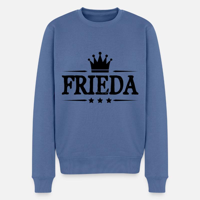 Frieda - Männer Premium Bio Pullover - Taubenblau