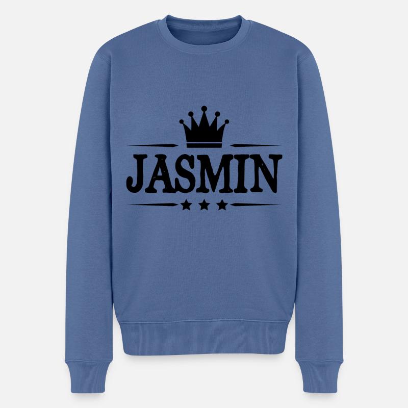 Jasmin - Männer Premium Bio Pullover - Taubenblau